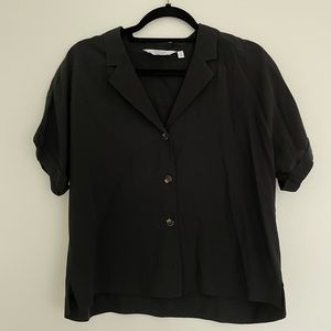 & Other Stories Black Button Down Short Sleeve Shirt